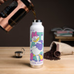Daisy "Probably Late" Retro Statement Graphic Water Bottle<br><div class="desc">Own your fashionably late status with this chic and sassy Daisy Duck design! Perfectly capturing that "on-the-go" energy, this graphic features a stylish Daisy strutting through a bold, typographic background. The repetitive "LATE" motif in a stacked, 3D block-letter style creates a dynamic sense of movement and retro flair. The color...</div>
