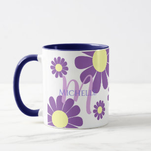 Daisy Purple Monogram Mug