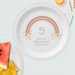 Daisy Rainbow Girls Birthday Party Paper Plate