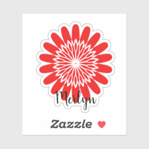 Daisy Red Flower Floral Custom Name Custom