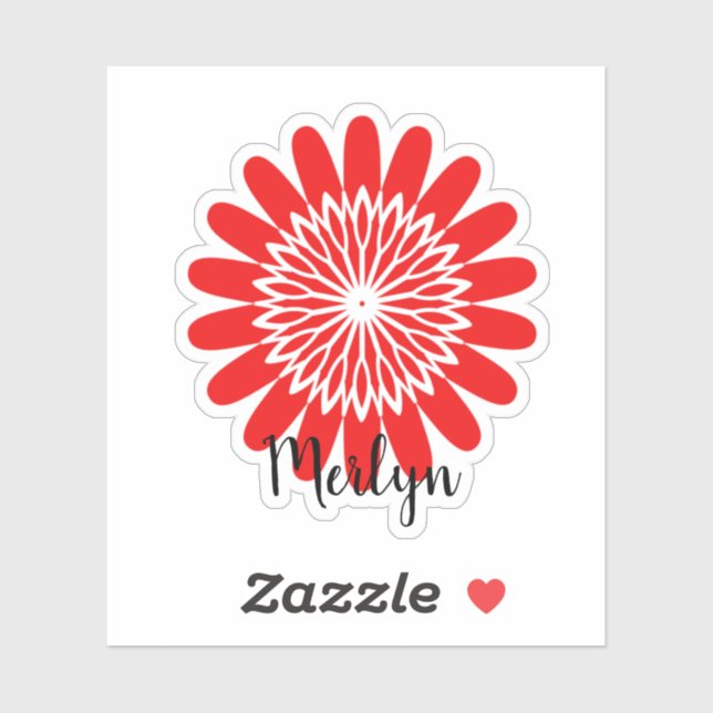 Daisy Red Flower Floral Custom Name Custom (Sheet)