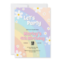 Daisy Retro Birthday Invitation