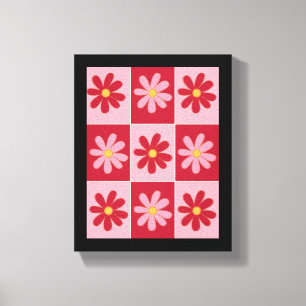 Daisy Retro Flower Pattern  Canvas Print