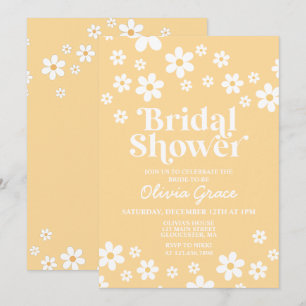 Daisy Retro yellow Floral Bridal Shower Invitation