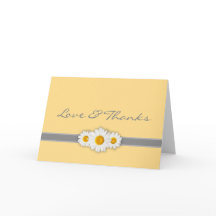 Daisy Ribbon - Yellow Grey & White Thank You
