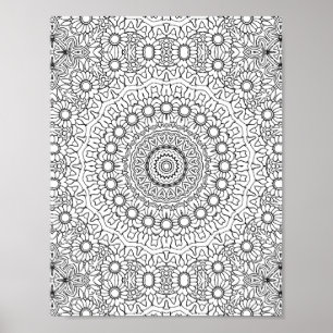 Daisy Ring Mandala Coloring Page Detailed Artwork Poster
