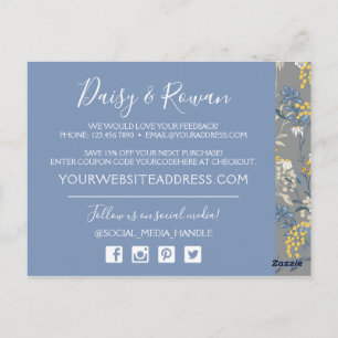 Daisy Rowan Navy & Yellow Botanical Thank You Postcard