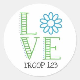 Daisy Scout Love Troop Number Classic Round Sticker