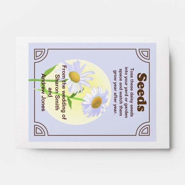 Daisy Seed Packet Wedding Favour Envelope (Front)