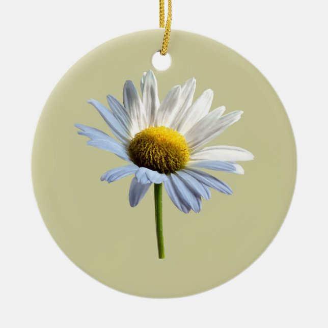 Daisy Shadow and Light Ceramic Ornament (Front)
