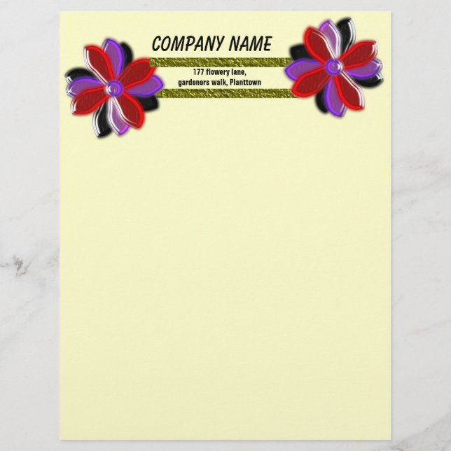 Daisy Shining Plastic Customizable Letterhead (Front)