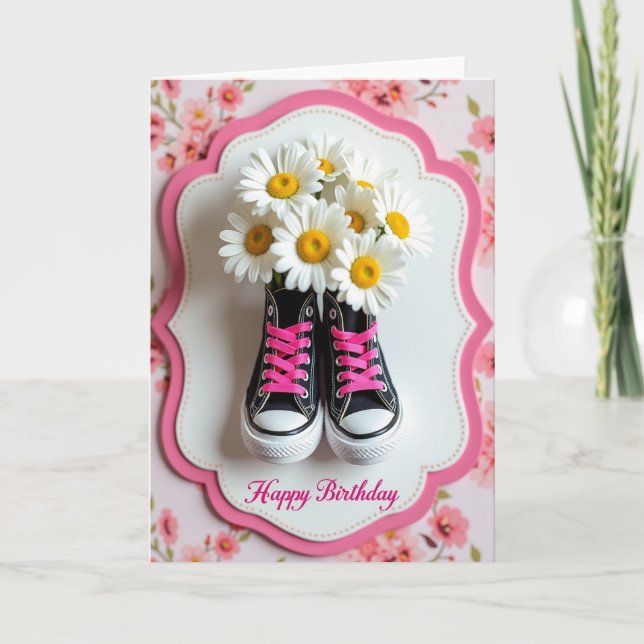 Daisy Shoe Birthday Card (Front)