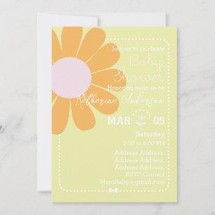 Daisy Simple Baby Shower Green Invitation