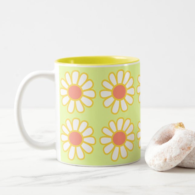Daisy Simple Green Two-Tone Coffee Mug (With Donut)