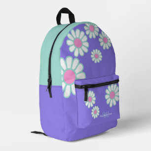 Daisy Simple Monogram Purple Printed Backpack