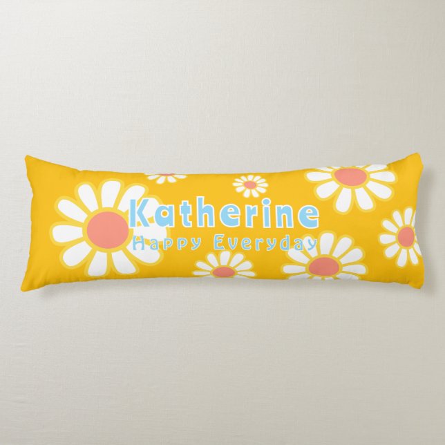 Daisy Simple Orange Yellow Body Pillow (Front)