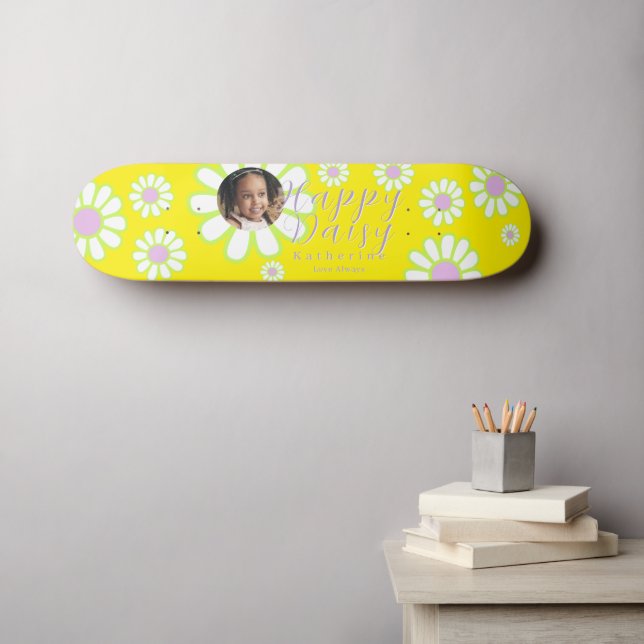 Daisy Simple Photo Yellow Skateboard (Wall Art (Horz))