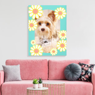 Daisy Simple Teal Photo Canvas Print