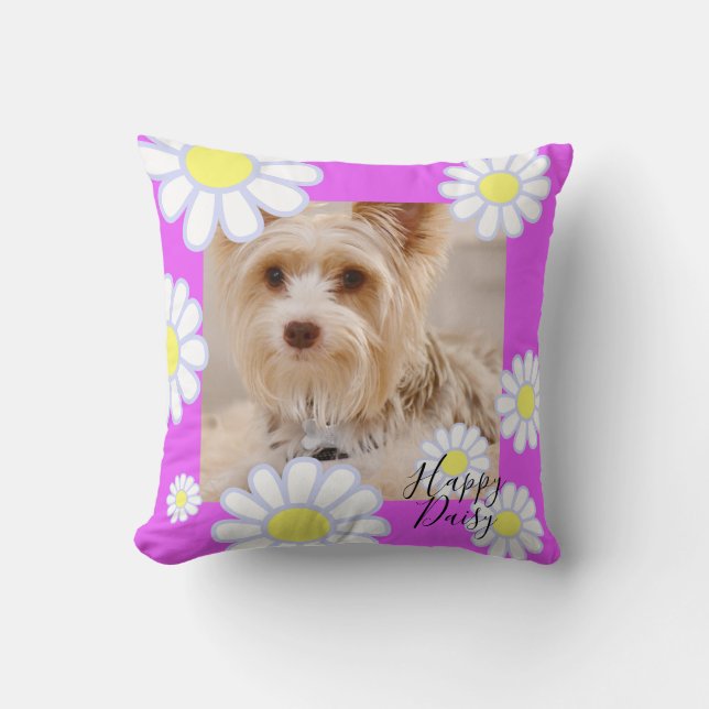 Daisy Simple Violet Photo Throw Pillow (Front)