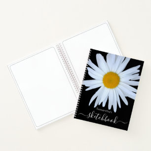 Daisy Sketchbook Black White Script Notebook