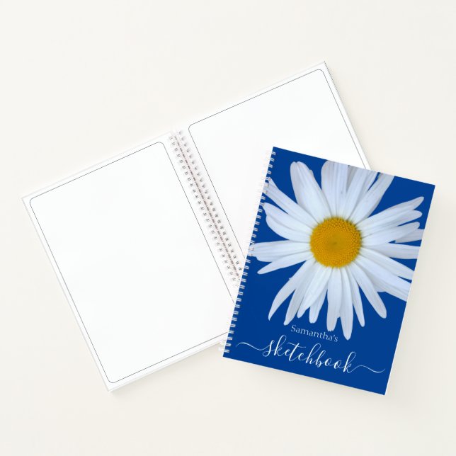 Daisy Sketchbook Blue White Script Notebook (Inside)