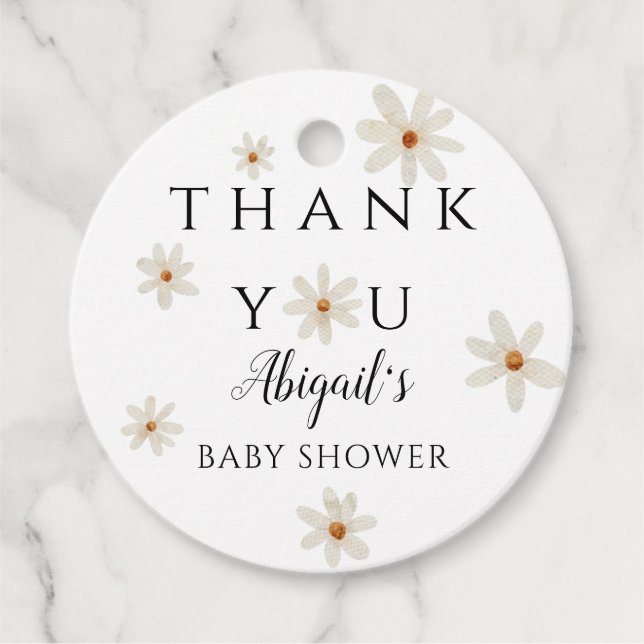 Daisy Spring Baby Shower Favour Tags (Front)