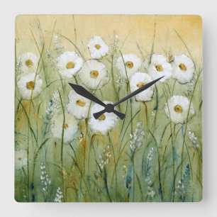 Daisy Spring I Square Wall Clock
