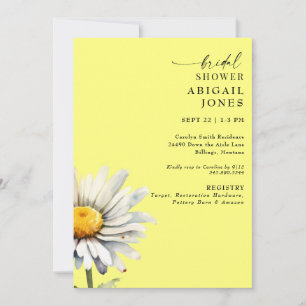 Daisy Stem Spring Buttery Yellow Bridal Shower Invitation