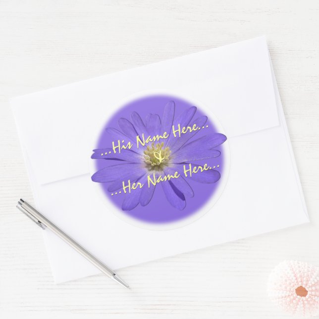 Daisy Stickers Personalized Purple Daisy Stickers (Envelope)