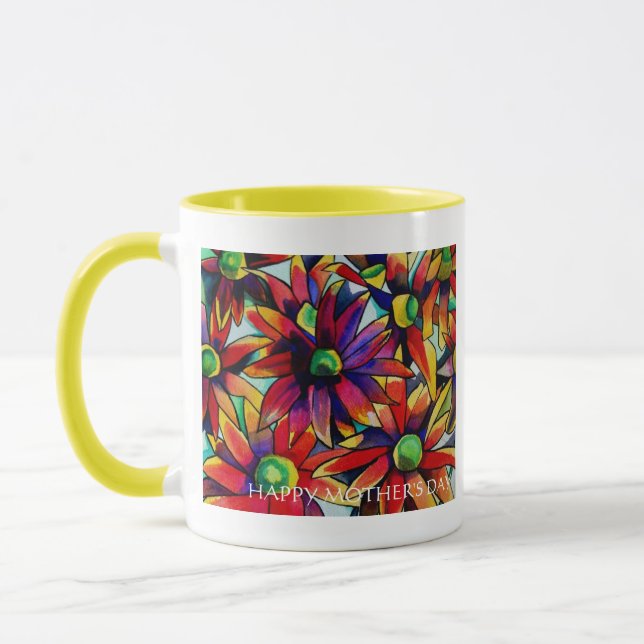 Daisy Straw flower Happy Mother's Day mug (Left)
