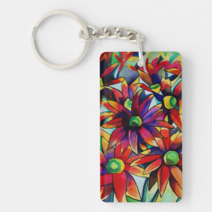 Daisy straw multicoloured wildflower keychain