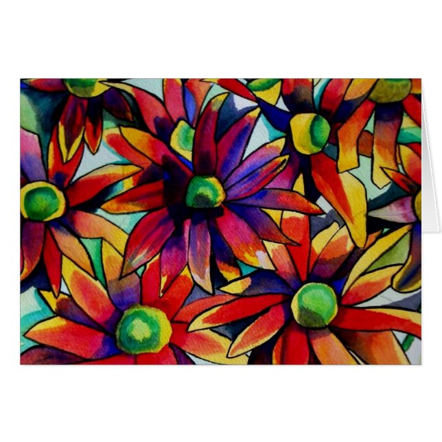 Daisy Straw multicoloured wildflowers art (Front Horizontal)