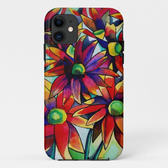 Daisy Straw multicoloured wildflowers art Case-Mate iPhone Case (Back)