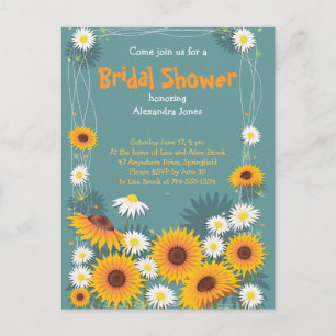Daisy Sunflower Bridal Shower Party Invitation Postcard