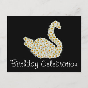 Daisy Swan Birthday Celebration Invitation Postcard