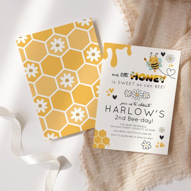 Daisy Sweet as can Bee Honey Bumble Bee Birthday Invitation (Creator Uploaded)