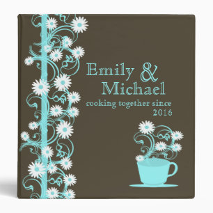 Daisy Tea Party Recipe Collection Brown and Aqua Binder