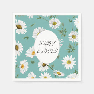 Daisy Teal Floral Colourful Pattern Easter Napkin