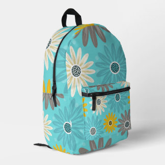 Daisy Teal Flower Pattern Backpack