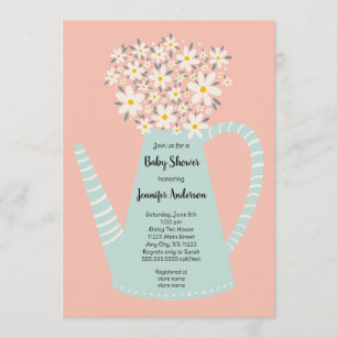 Daisy Teapot Baby Shower Invitation