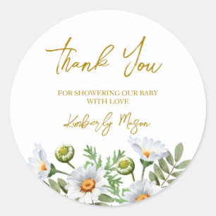 Daisy Thank You Baby Shower Classic Round Sticker