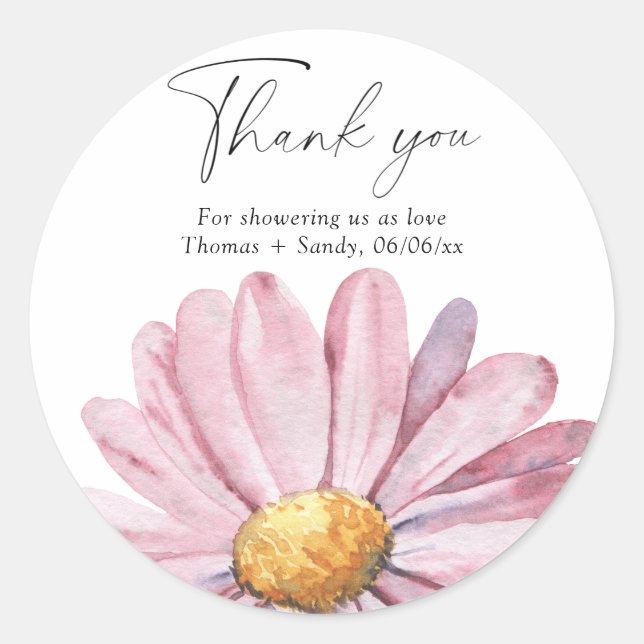 Daisy - Thank you Baby Shower party Classic Round Sticker (Front)