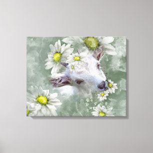 Daisy the Baby Goat Watercolor Portrait 2 Canvas Print