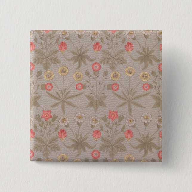 'Daisy', the first wallpaper designed by William M 2 Inch Square Button (Front)