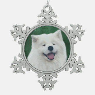 Daisy the samoyed snowflake pewter christmas ornament