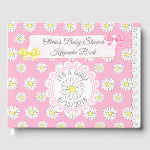 Daisy Themed Girl's Baby Shower Guestbook Keepsake