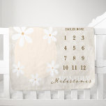 Daisy Themed Named Growth Tracker Milestone Baby Blanket<br><div class="desc">Gorgeous and elegant floral daisy design perfect for keeping records of monthly baby growth milestones.  Easily personalize the name and be sure to check out my full collection for more products.</div>