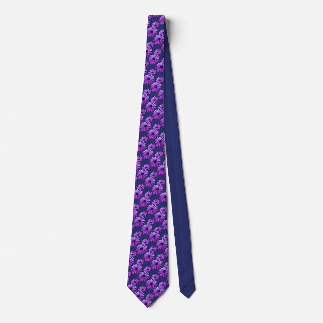 Daisy Tie Beautiful Blue Wildflowers Necktie (Front)