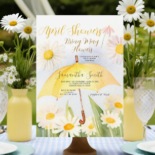 Daisy Umbrella April Showers Bring May Flowers Invitation