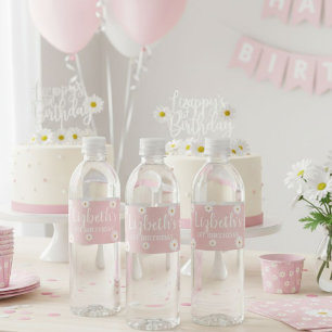 Daisy Water Bottle Labels, Floral Birthday Party Label